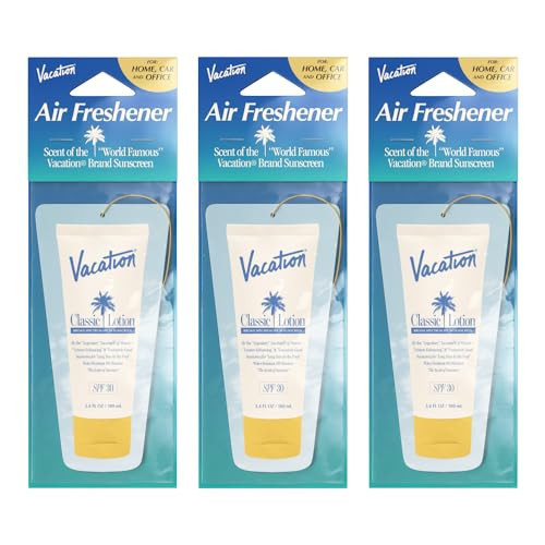 Vacation Hanging Air Freshener, Award-Winning Signature Sunscreen Scent, Deodorizer for Car, Home & Office (Pack of 3) | Amazon (US)