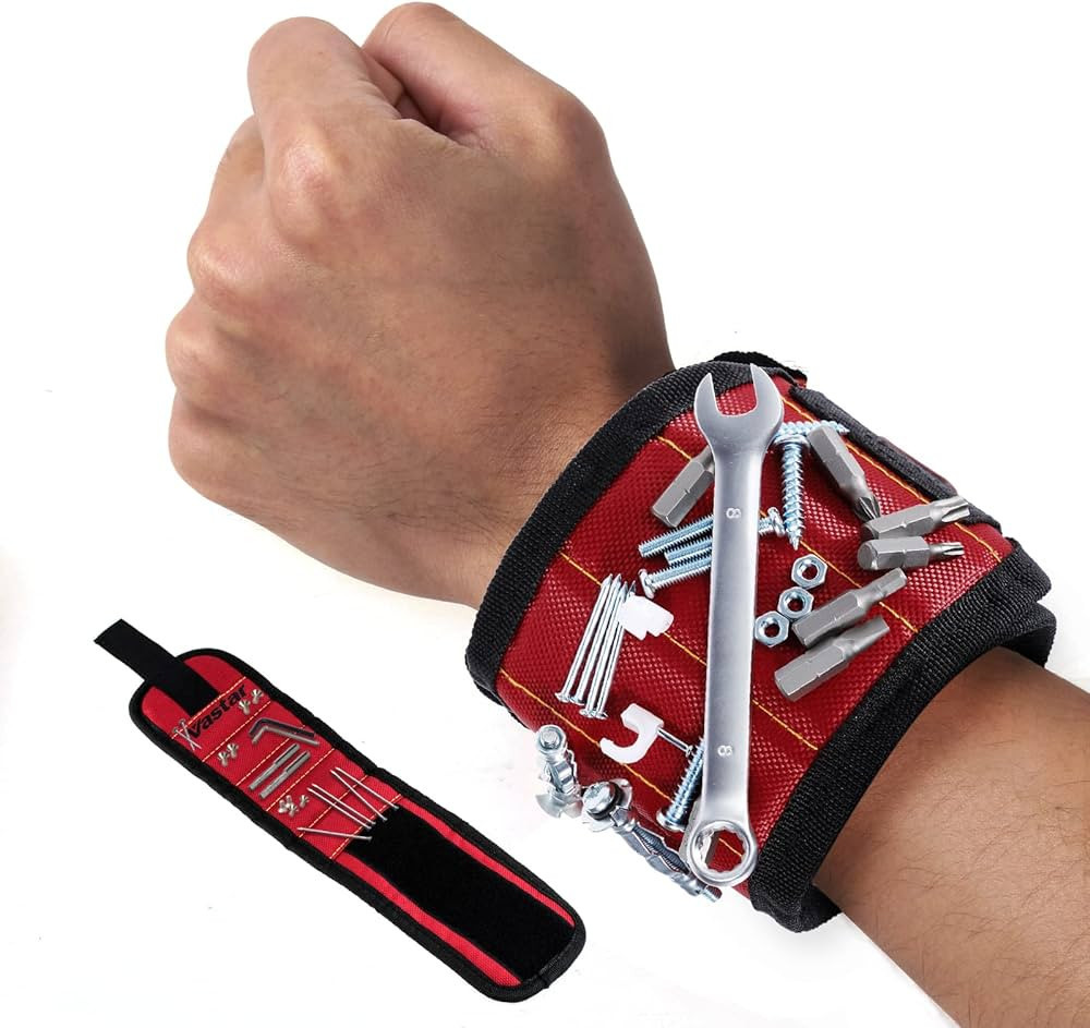 Vastar Magnetic Wristband - 5 Powerful Magnets for Holding Screws, Nails, Bolts, Drill Bits, Fast... | Amazon (US)