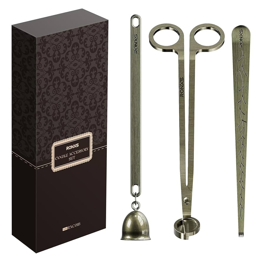RONXS 3 in 1 Candle Accessory Set, Candle Wick Trimmer Cutter, Candle Snuffer Extinguisher, Wick ... | Amazon (US)