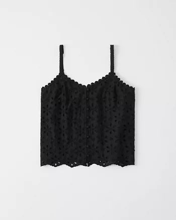 Eyelet Button-Front Cami | Abercrombie & Fitch US & UK