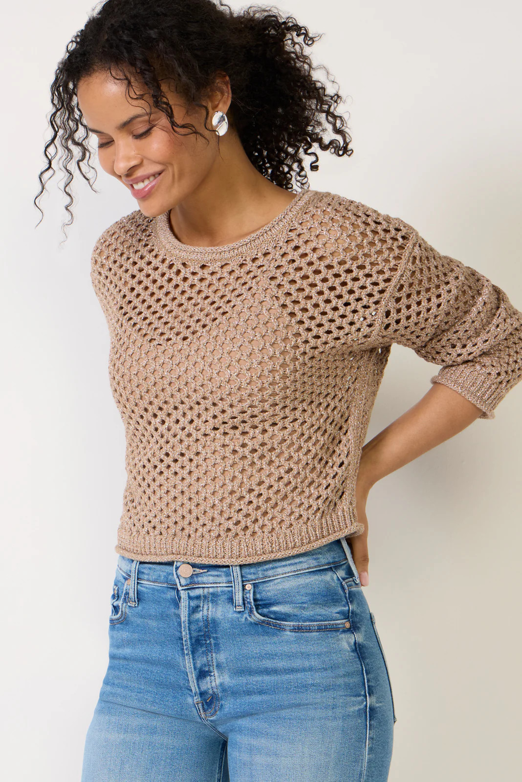 Cala Shimmer Crochet Sweater | Evereve