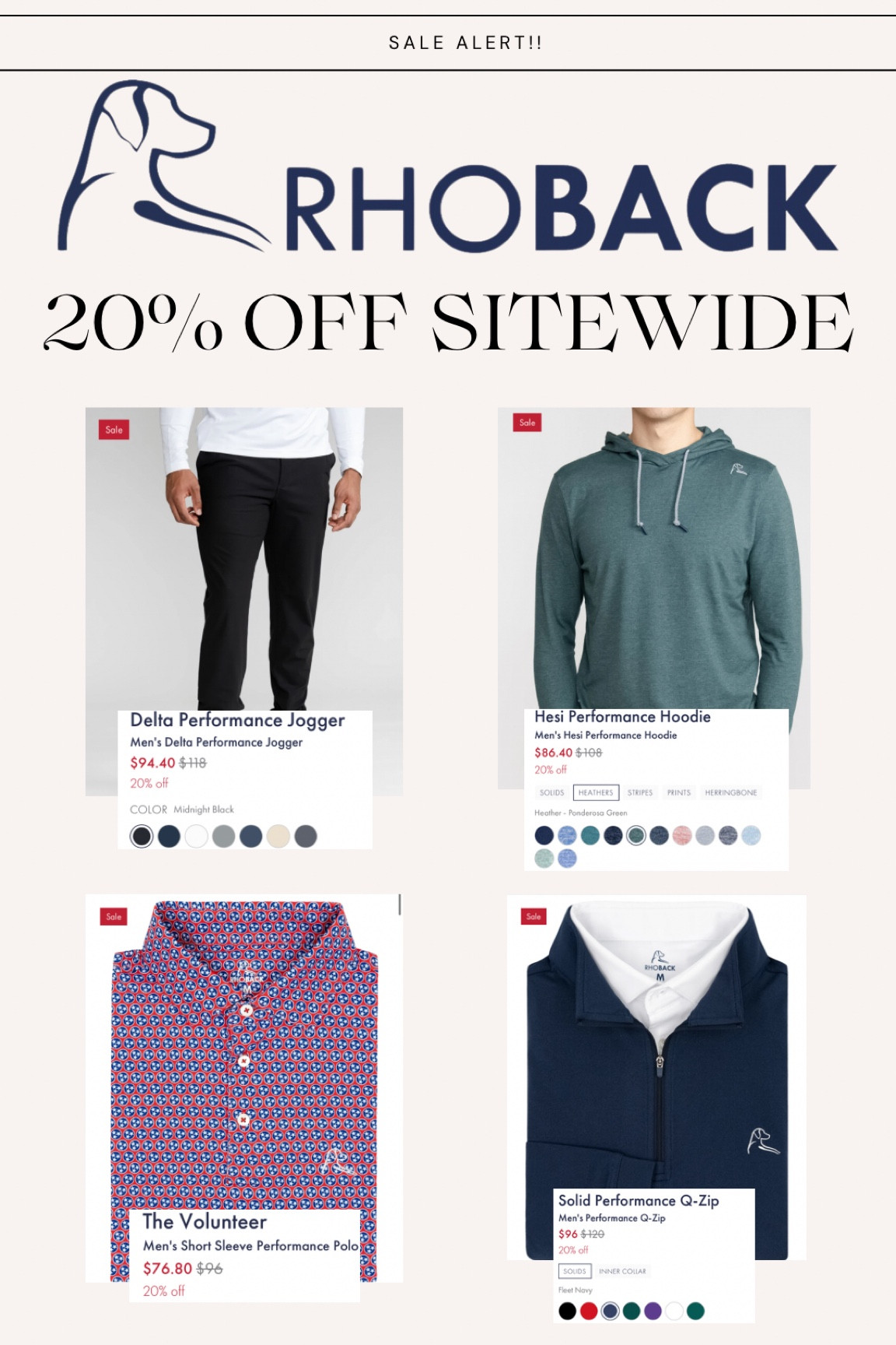 Rhoback Longest Day of the Year sale is 20% off site wide!! This is a great sale - would make great gifts or treat yourself items. #rhoback #golf #athleisure #pickleball #tennis #skort #qzip #pullover #hoodie #athleticwear #ltksale #sale #polo #collaredshirt #joggers 

#LTKSaleAlert #LTKActive #LTKSummerSales