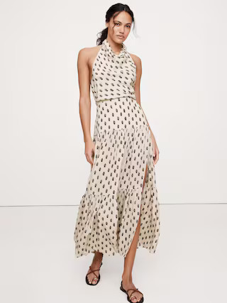 Matte Silk Halter Maxi Dress | Banana Republic (US)