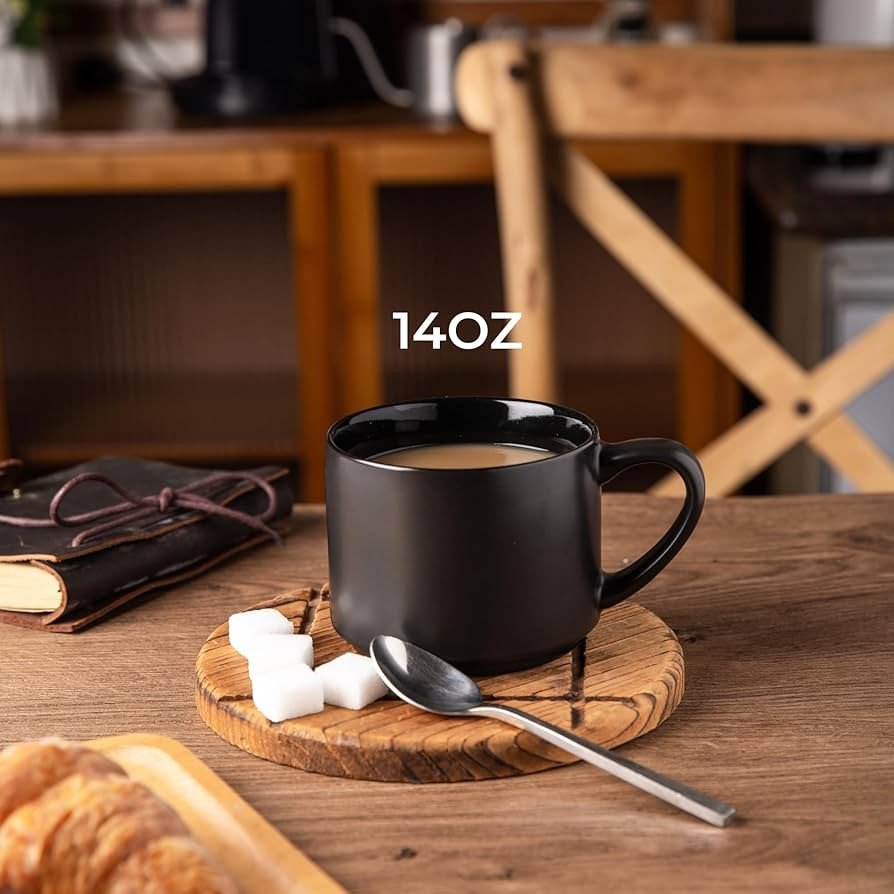 GBHOME 14 OZ Coffee Mugs Set of 6, Stackable Ceramic Mugs for Men, Women, Modern Coffee Cups With... | Amazon (US)