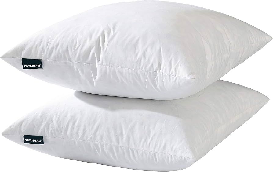 basic home 26x26 Euro Throw Pillow Inserts-Down Feather Pillow Inserts-Cotton Fabric-Set of 2-Whi... | Amazon (US)