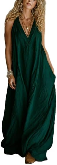 Women's Sleeveless V Neck Wide Leg Jumpsuit Flowy Casual Beach Vacation One Piece Outfit | Amazon (US)