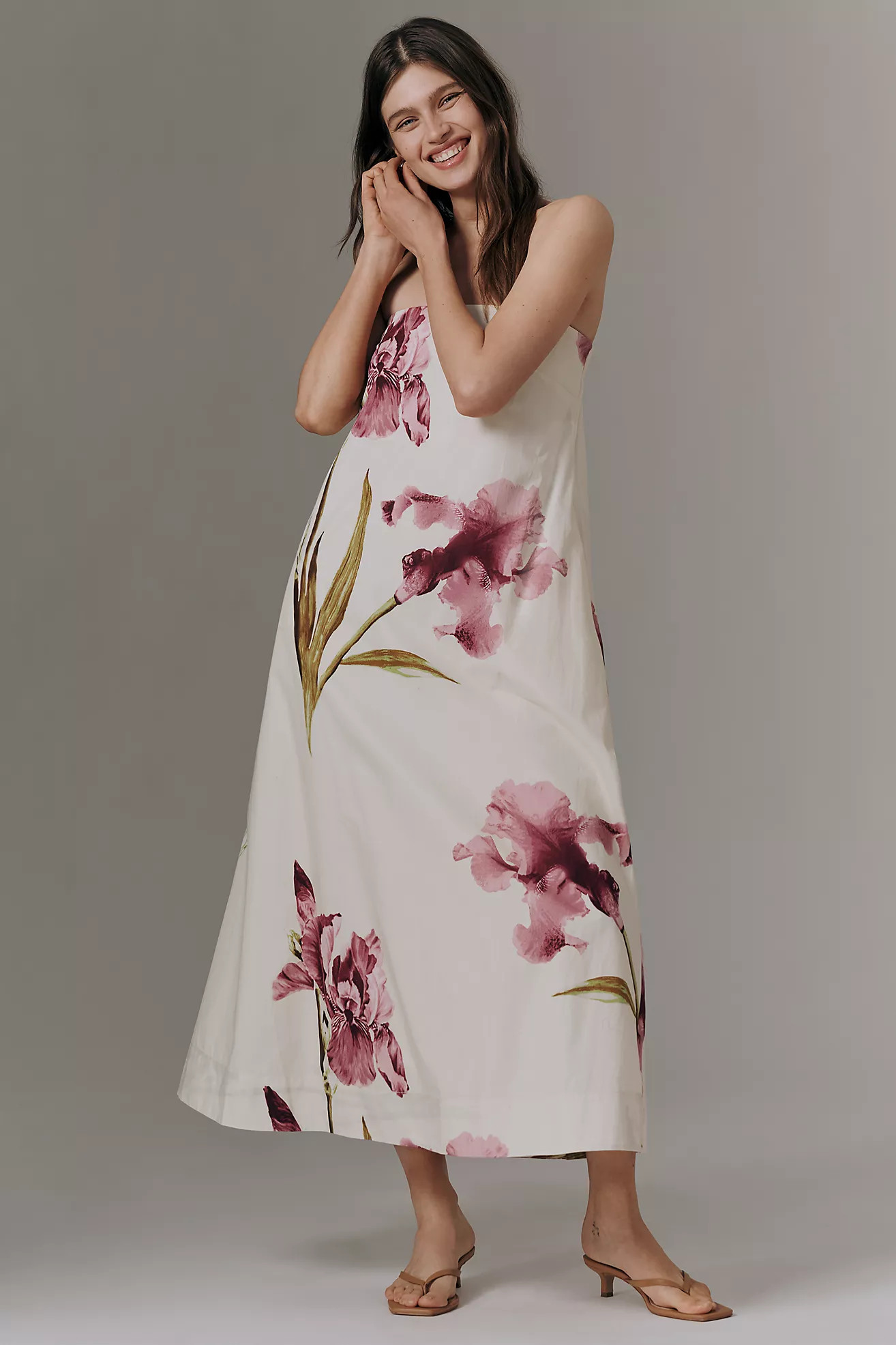 By Anthropologie Strapless Trapeze Midi Dress | Anthropologie (US)