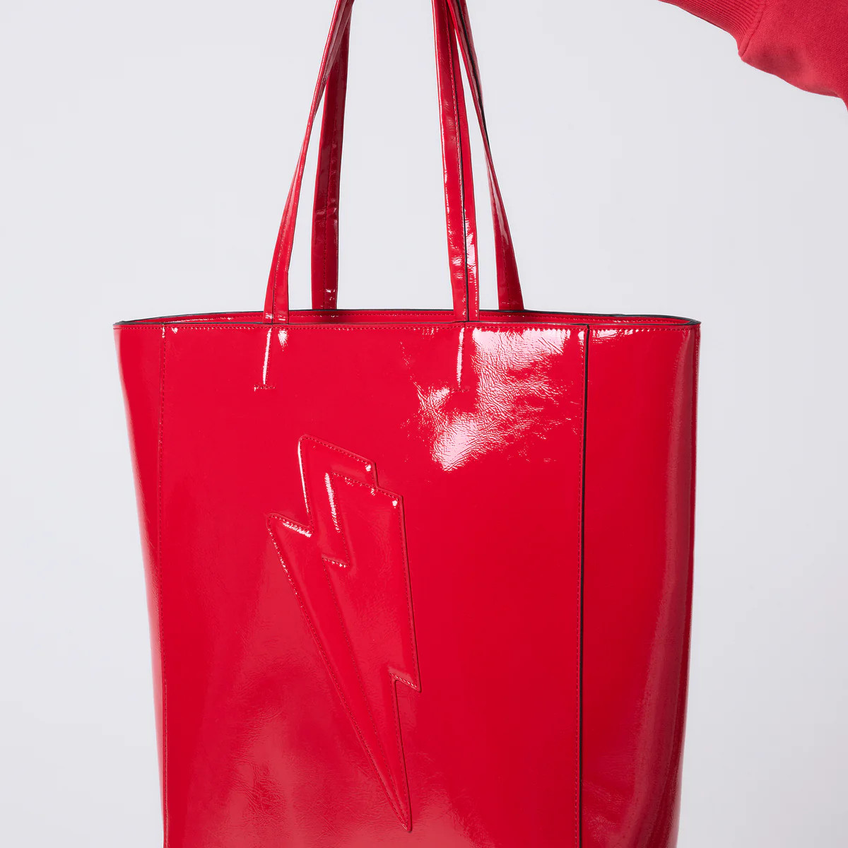 Red Patent Lightning Bolt Tote Bag Scamp & Dude | Scamp & Dude