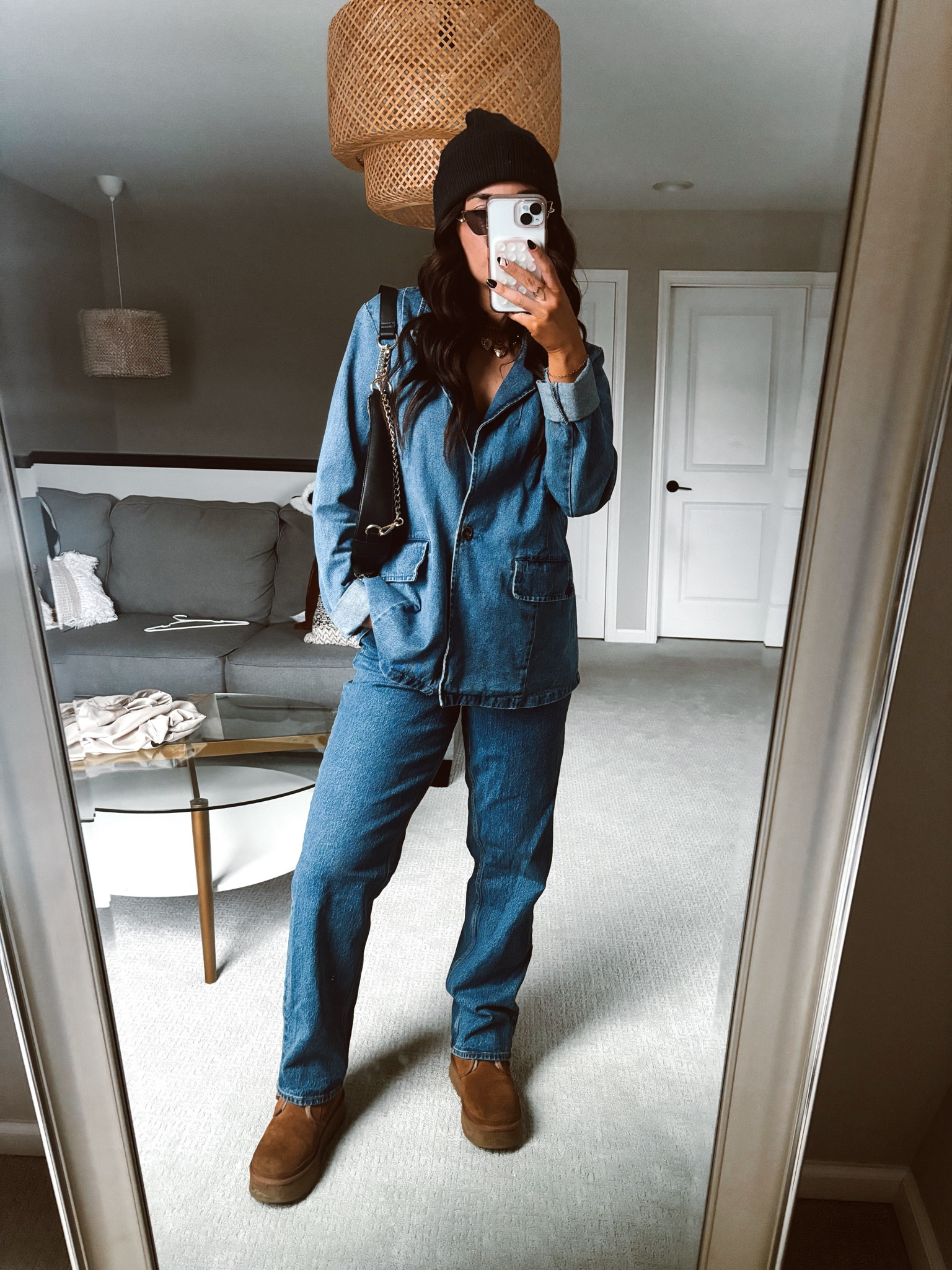 How to style denim on denim for winter ❄️ This is the perfect cool girl outfit to try in 2025! Wearing a medium in the blazer and 28 in the jeans 

#LTKFindsUnder100 #LTKStyleTip #LTKSeasonal