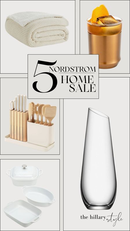 Five Nordstrom Home Finds on Sale: Glass Carafe, Knife and Utensils Prep Set, Ceramic Baking Dish Set, Throw Blanket, Cocktail Glass. CARAWAY, Staub, Elevated Craft, UGG, Orrefors.

#LTKSaleAlert #LTKxNSale #LTKHome