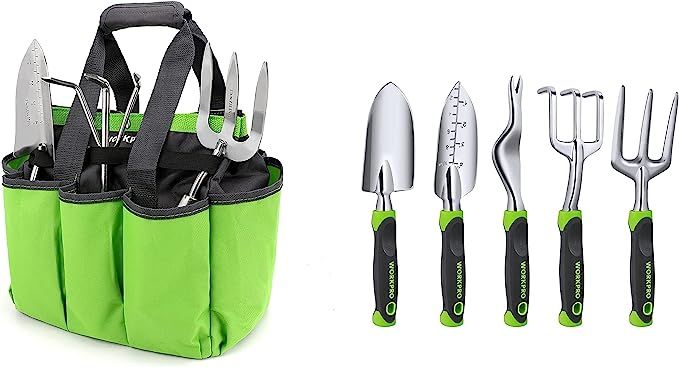 WORKPRO Garden Tool Bag with 8 Extra Storage Pockets & 5-piece Garden Tool Set, Trowel Transplant... | Amazon (US)