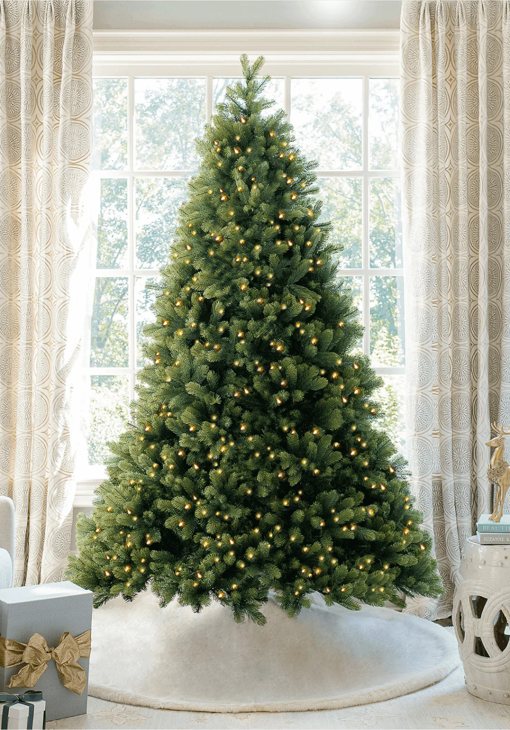 9' Royal Fir Artificial Christmas Tree with 1200 Warm White & Multi-Color LED Lights | King of Christmas