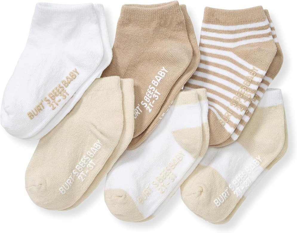 Burt's Bees Baby Unisex Baby Socks Ankle or Crew Height Made with Soft Organic Cotton, 6 Packs wi... | Amazon (US)