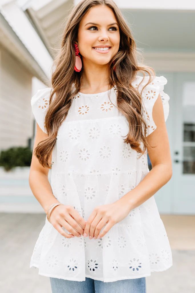 Sweet Personalities White Eyelet Blouse | The Mint Julep Boutique