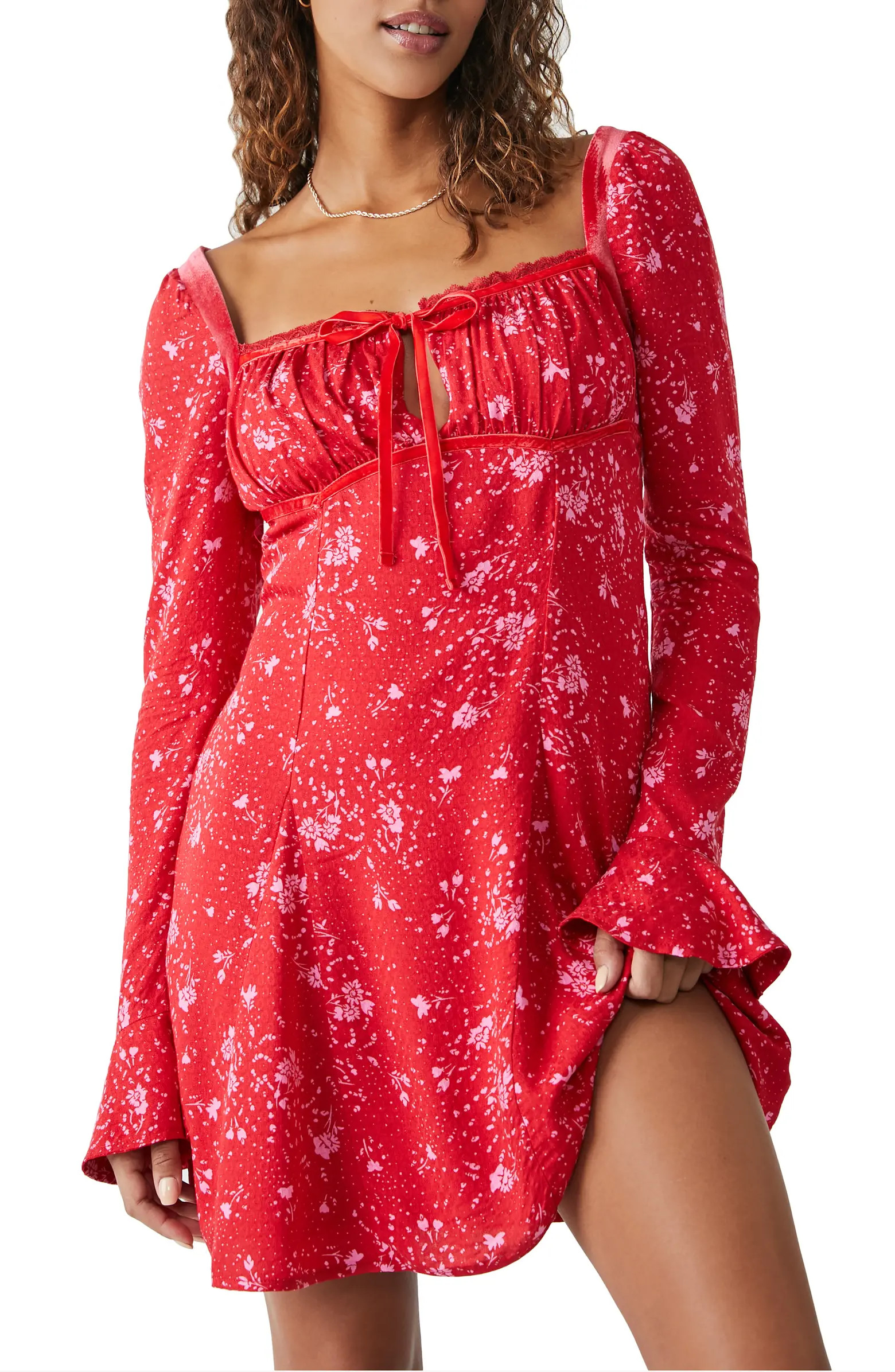 Free People Tess Floral Print Long Sleeve Minidress | Nordstrom | Nordstrom