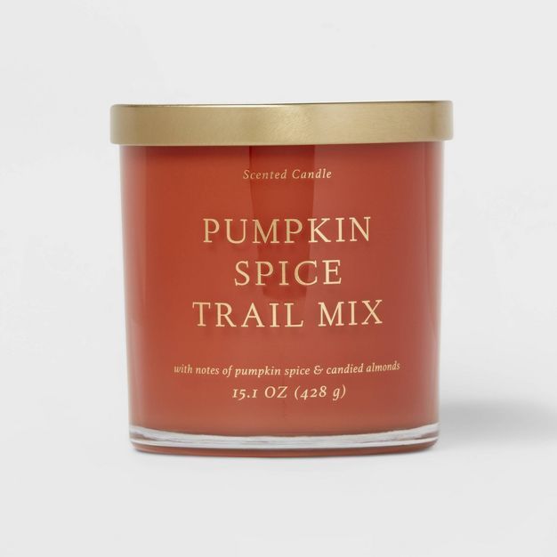 15.1oz Pumpkin Spice Trail Mix Solid Color Glass Candle Orange - Opalhouse™ | Target