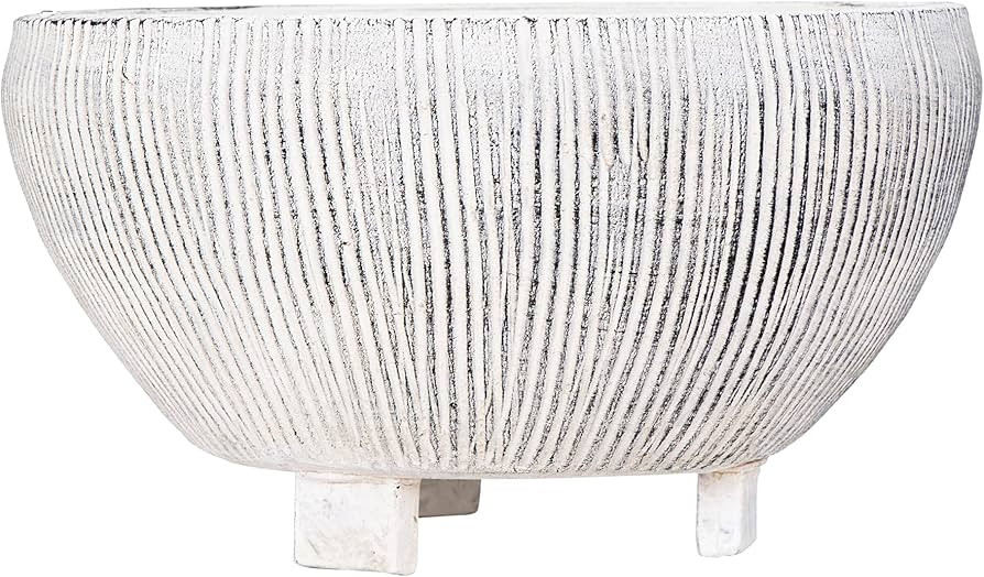 Creative Co-op DF1476 Small Distressed Cream Footed Terracotta Fluted Texture Planter, 8.25 Inch ... | Amazon (US)