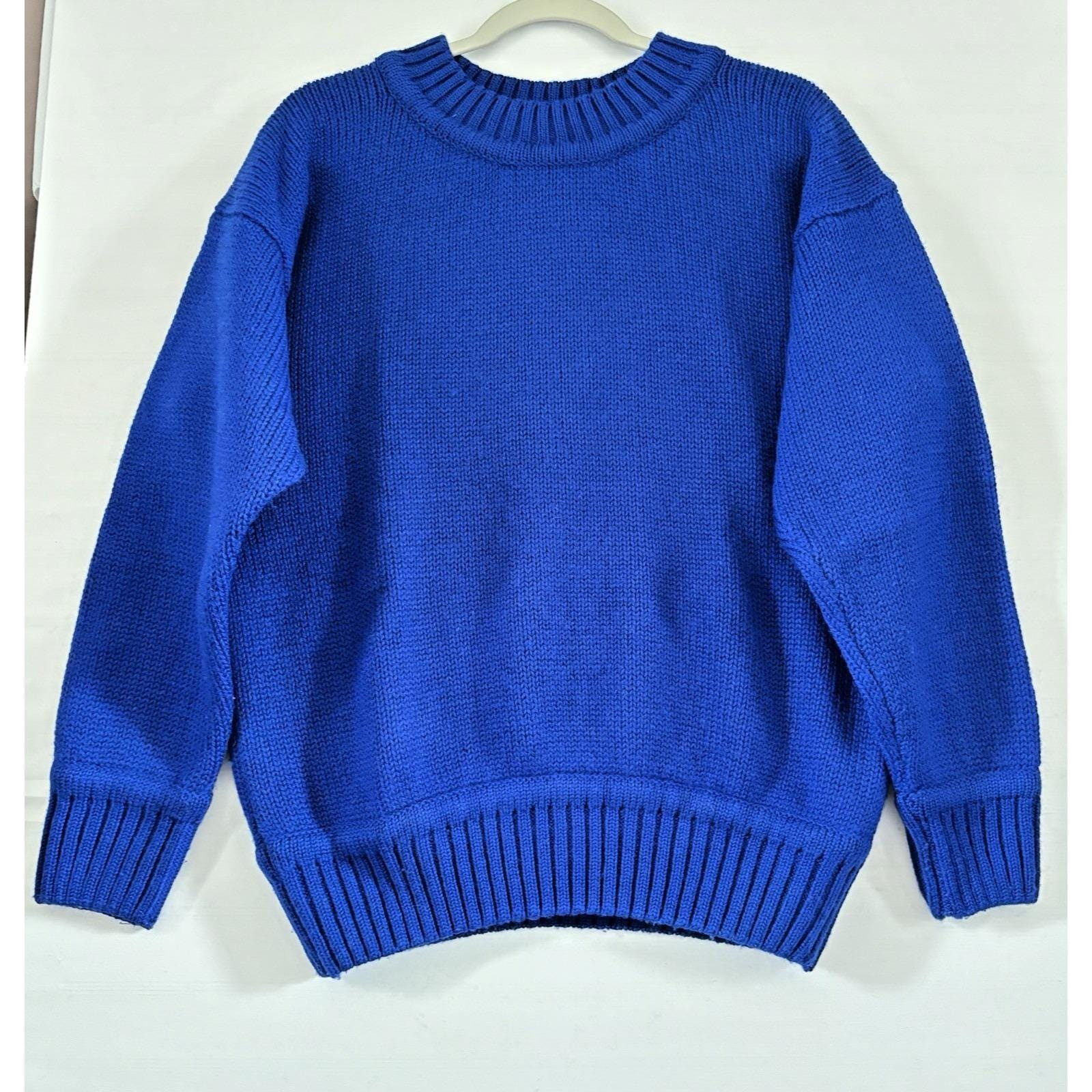 Gap Clothing Co Vintage Royal Blue Crewneck Sweater Ribbed Knit Pullover Medium | Poshmark