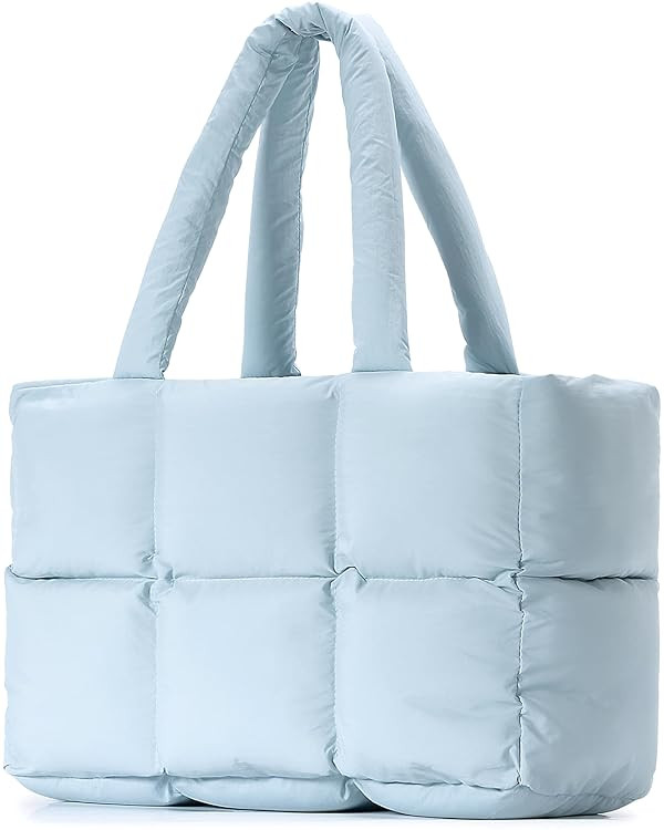 Herald Puffer Tote Bag for Women, Large Quilted Puffy Handbag Lightweight Satchel Purse for Work ... | Amazon (US)