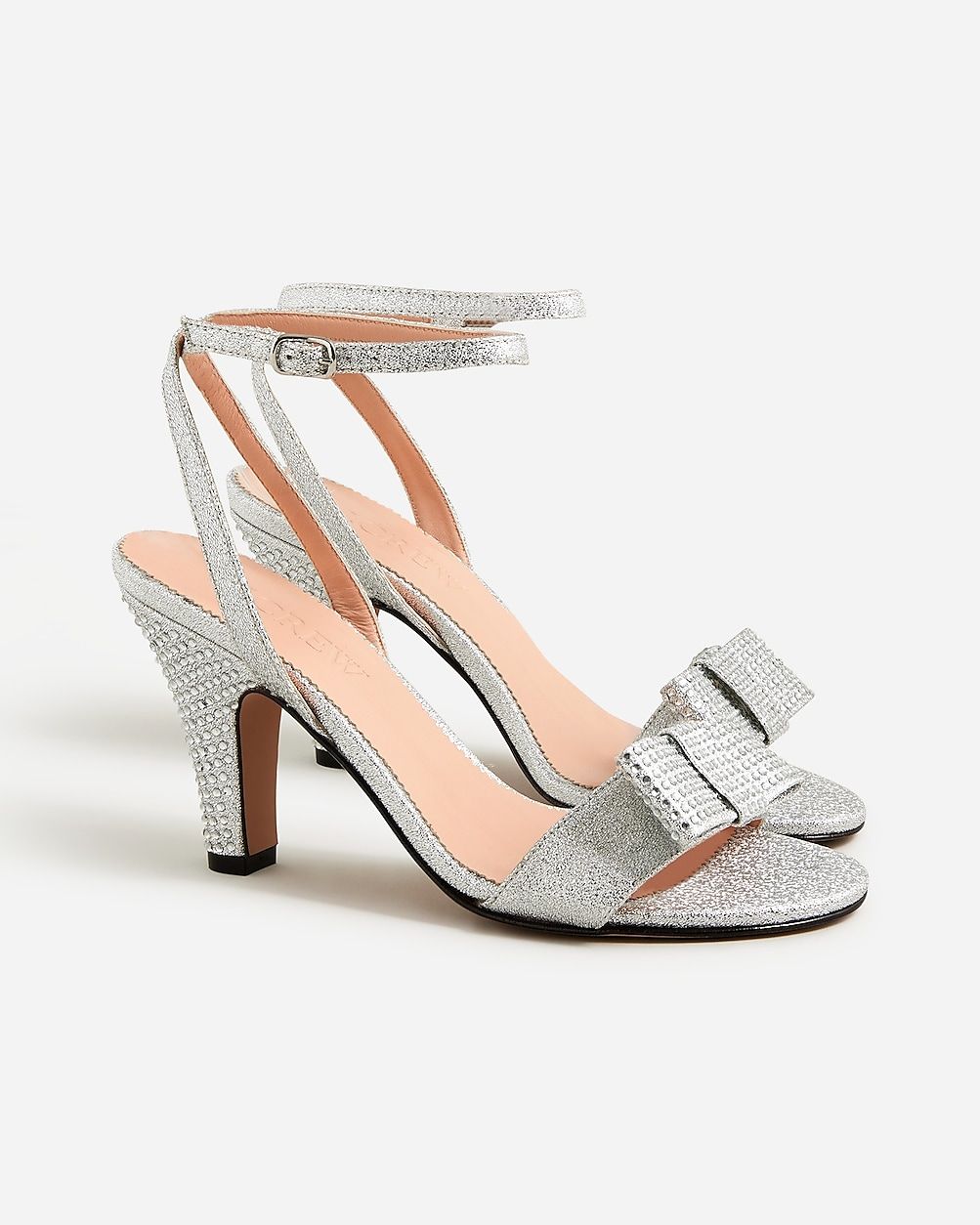 Made-in-Italy crystal bow heels in lamé | J.Crew US