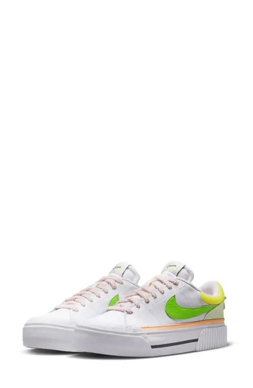 Nike Court Legacy Lift Sneaker in White/Action Green-Pearl Pink at Nordstrom, Size 7 | Nordstrom
