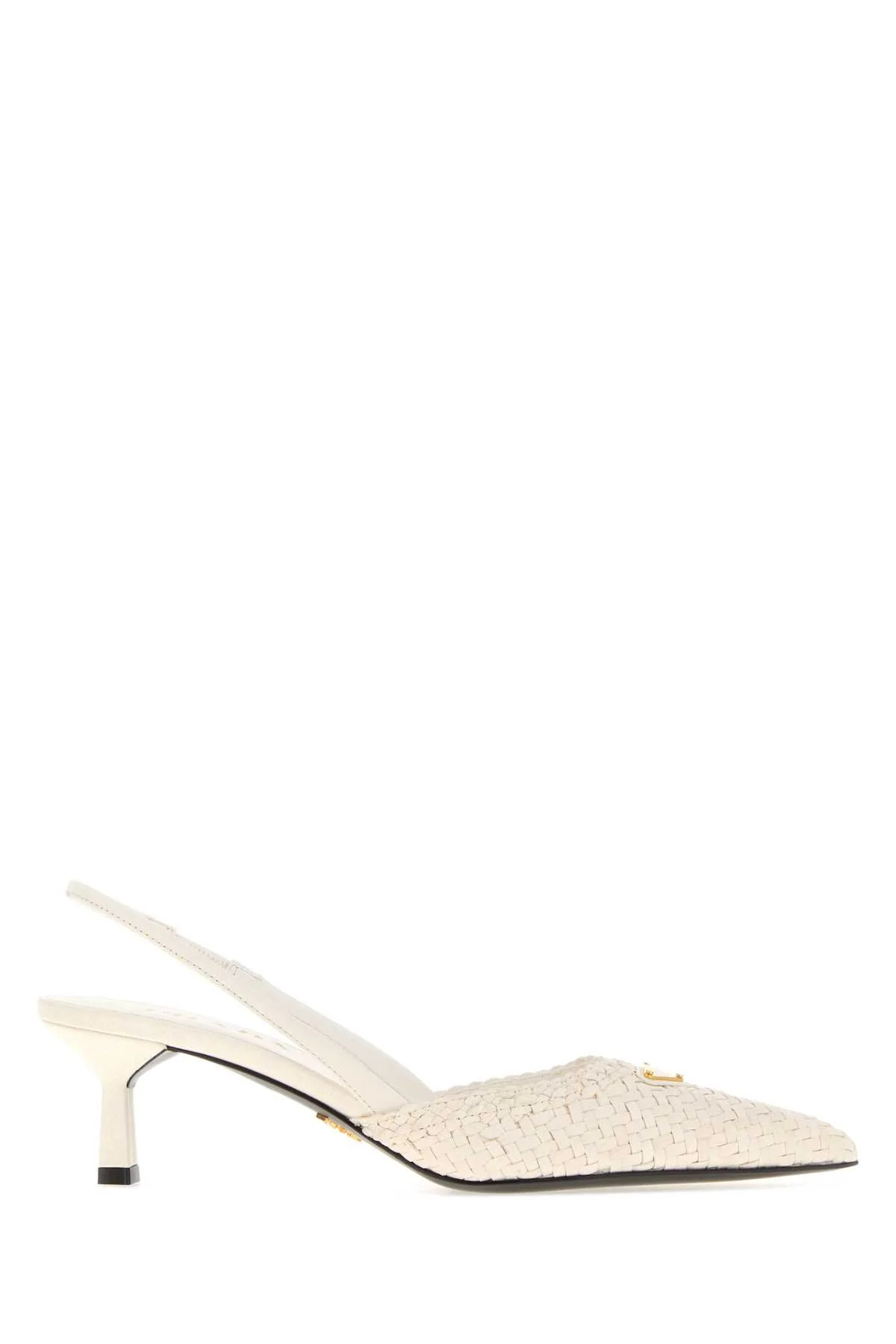 Prada Woven Leather Slingback Pump — White - 38.5 | Italist Inc.
