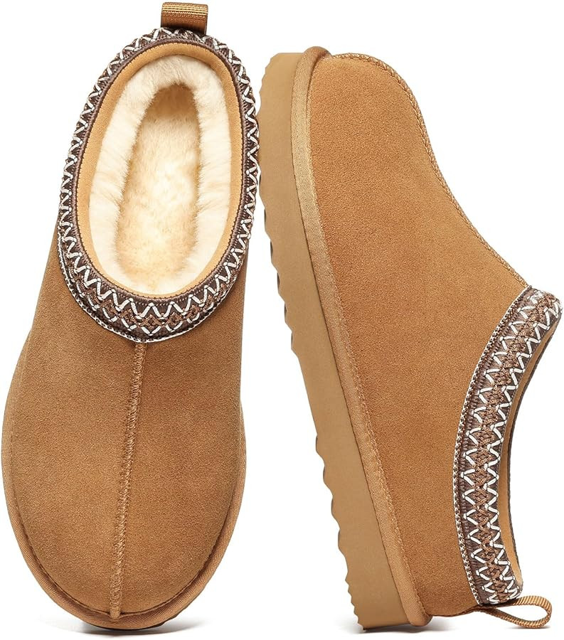 Litfun Women's Fuzzy House Slippers Genuine Suede Fluffy Winter Slipper Cozy Furry Warm Shoes Ind... | Amazon (US)