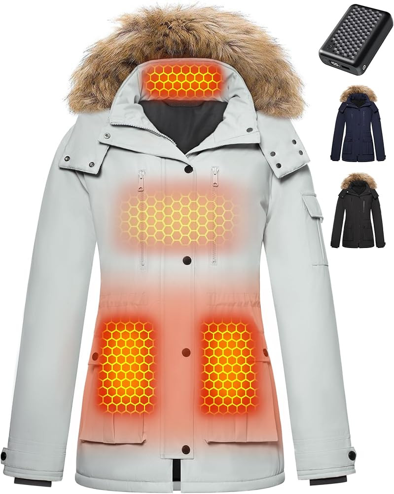 Graphene Heated Jacket for Women with Large Capacity Battery Pack Waterproof Windproof | Amazon (US)