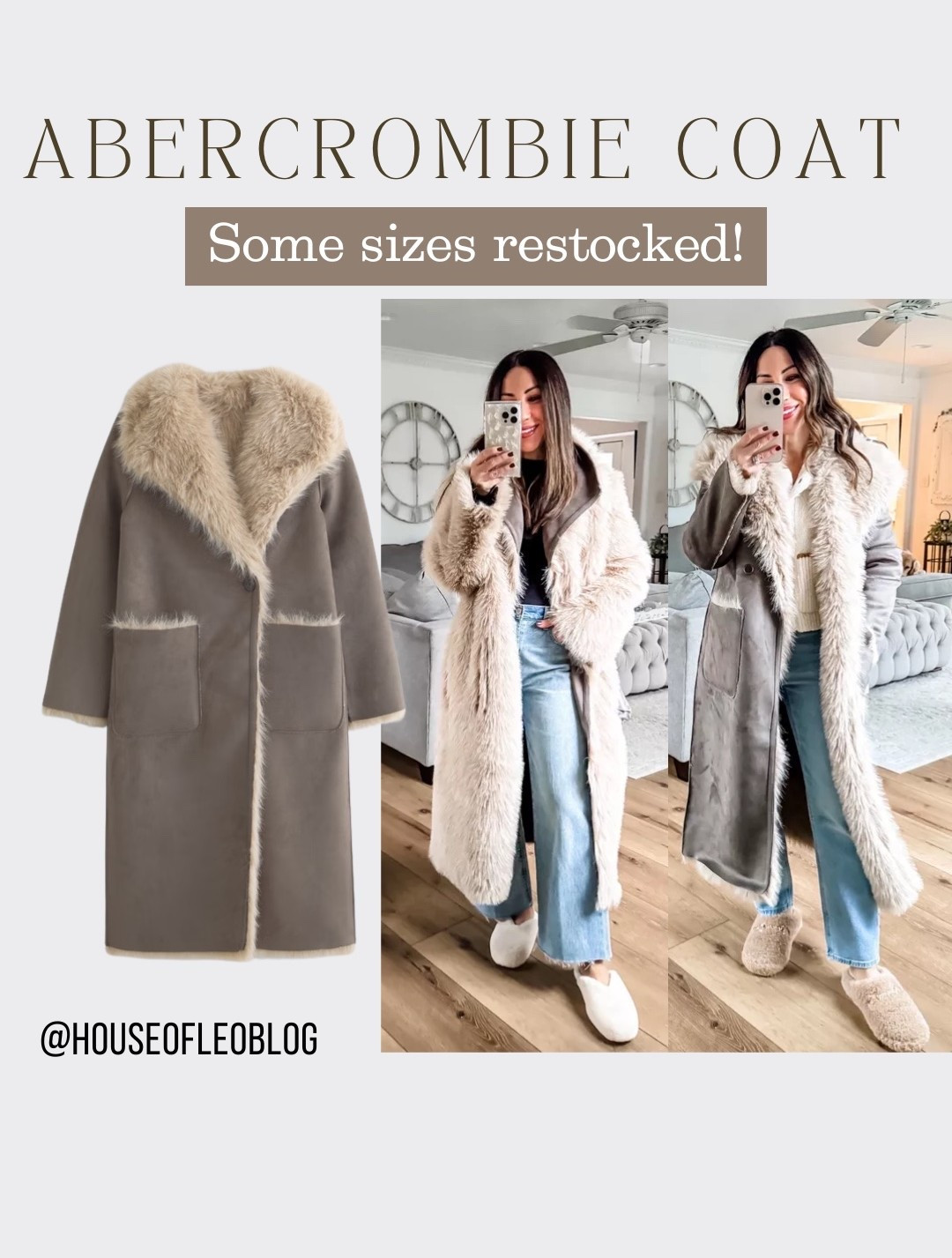 Wearing Xs winter coat. Abercrombie coat, suede coat, faux fur coat. Statement code.

#LTKOver40