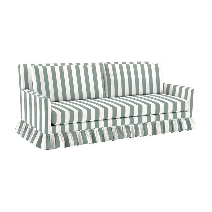 SK Mathes Upholstered Bench Seat Sofa with Ruffle Skirt | Ballard Designs, Inc.