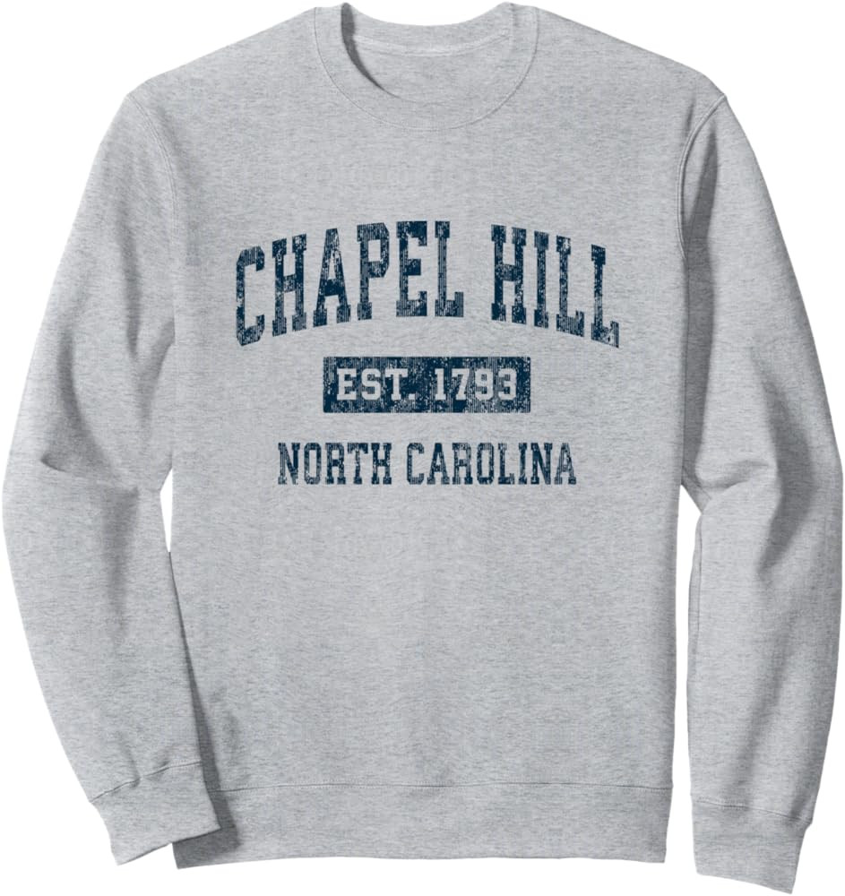 Chapel Hill North Carolina NC Vintage Sports Design Navy Sweatshirt | Amazon (US)