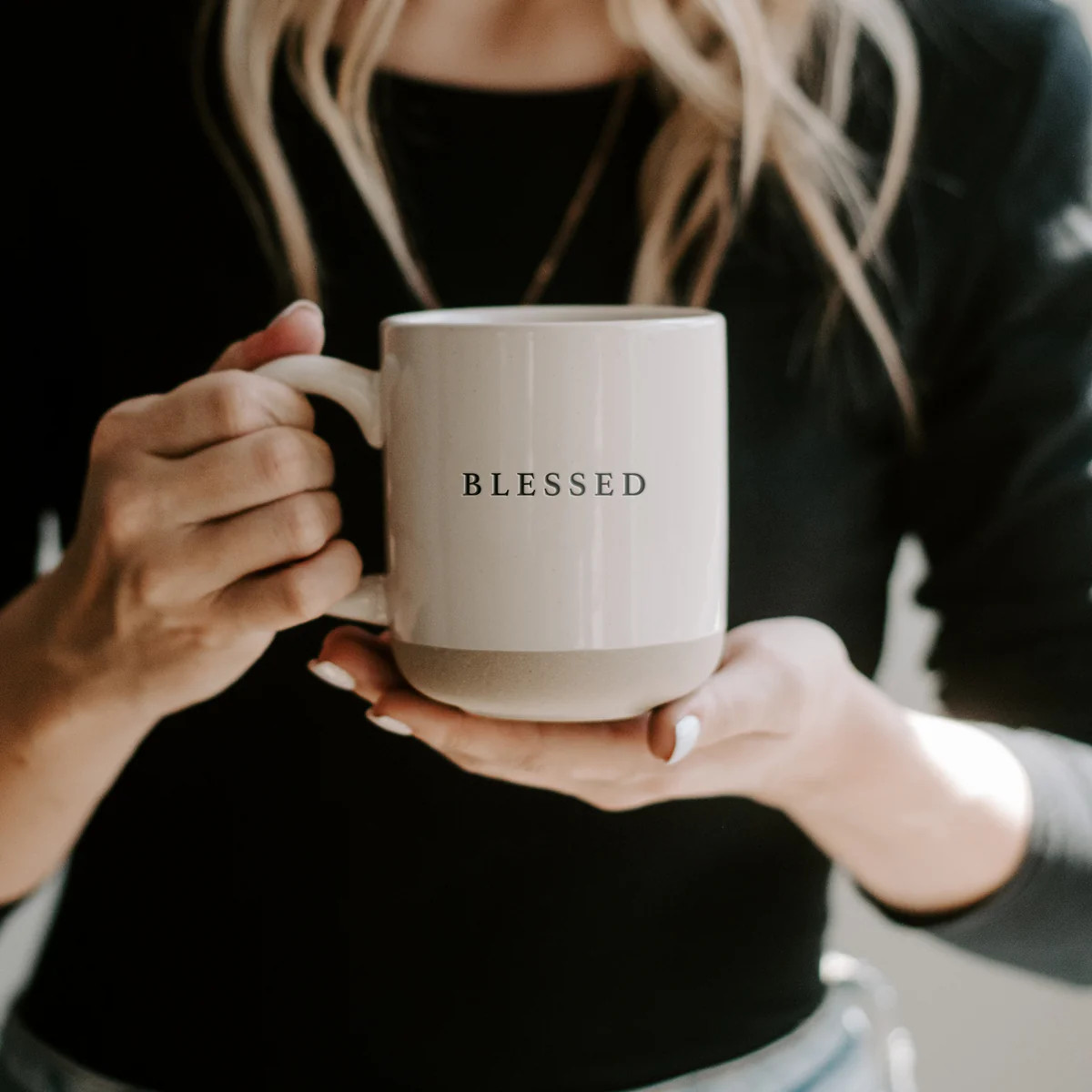 Blessed - Cream Stoneware Coffee Mug - 14 oz | Abandoned Cakes