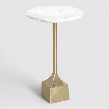 Round White Marble And Gold Metal Norah Accent Table | World Market