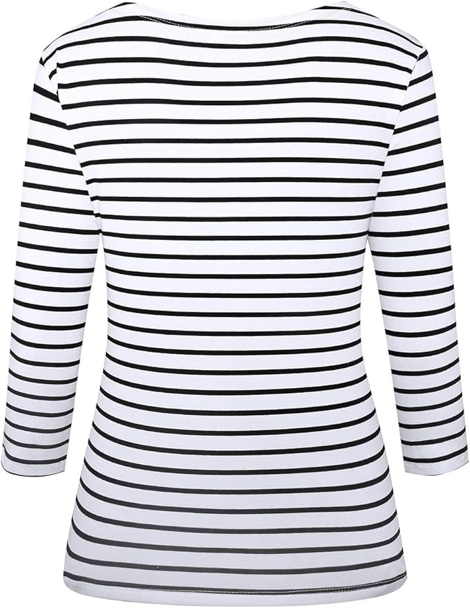 Women's Long Sleeve Striped T-Shirt Tee Shirt Tops Slim Fit Blouses | Amazon (US)