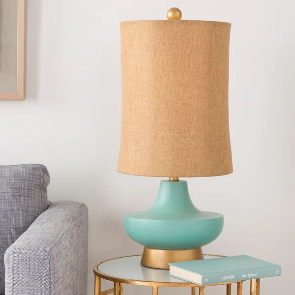 Livabliss Turquoise over Bronze Natural Shade Lamp | Bed Bath & Beyond