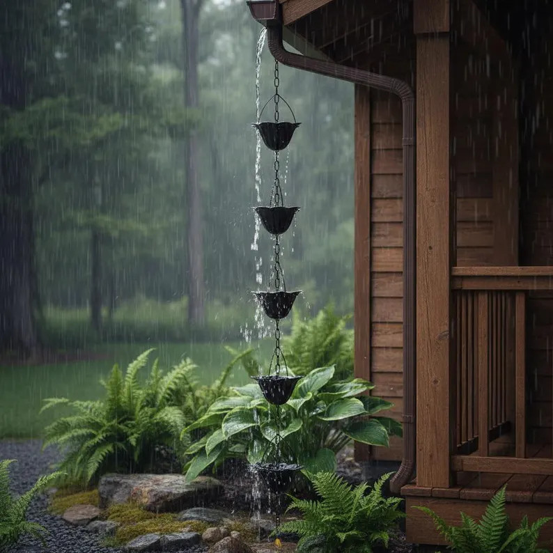 Lily Cup Rain Chain, Garden Rain Chain, Rain Chain For Gutters, Metal Rain Chain, Rain Chimes, Pa... | Etsy (US)