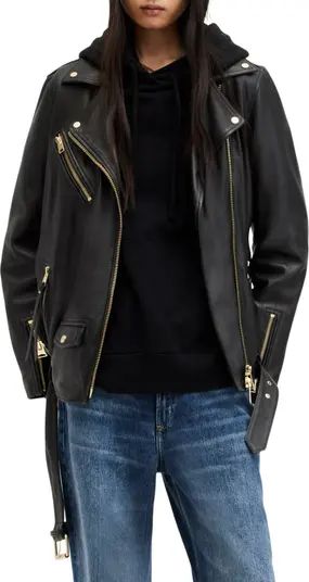 Billie Oversize Leather Biker Jacket | Nordstrom
