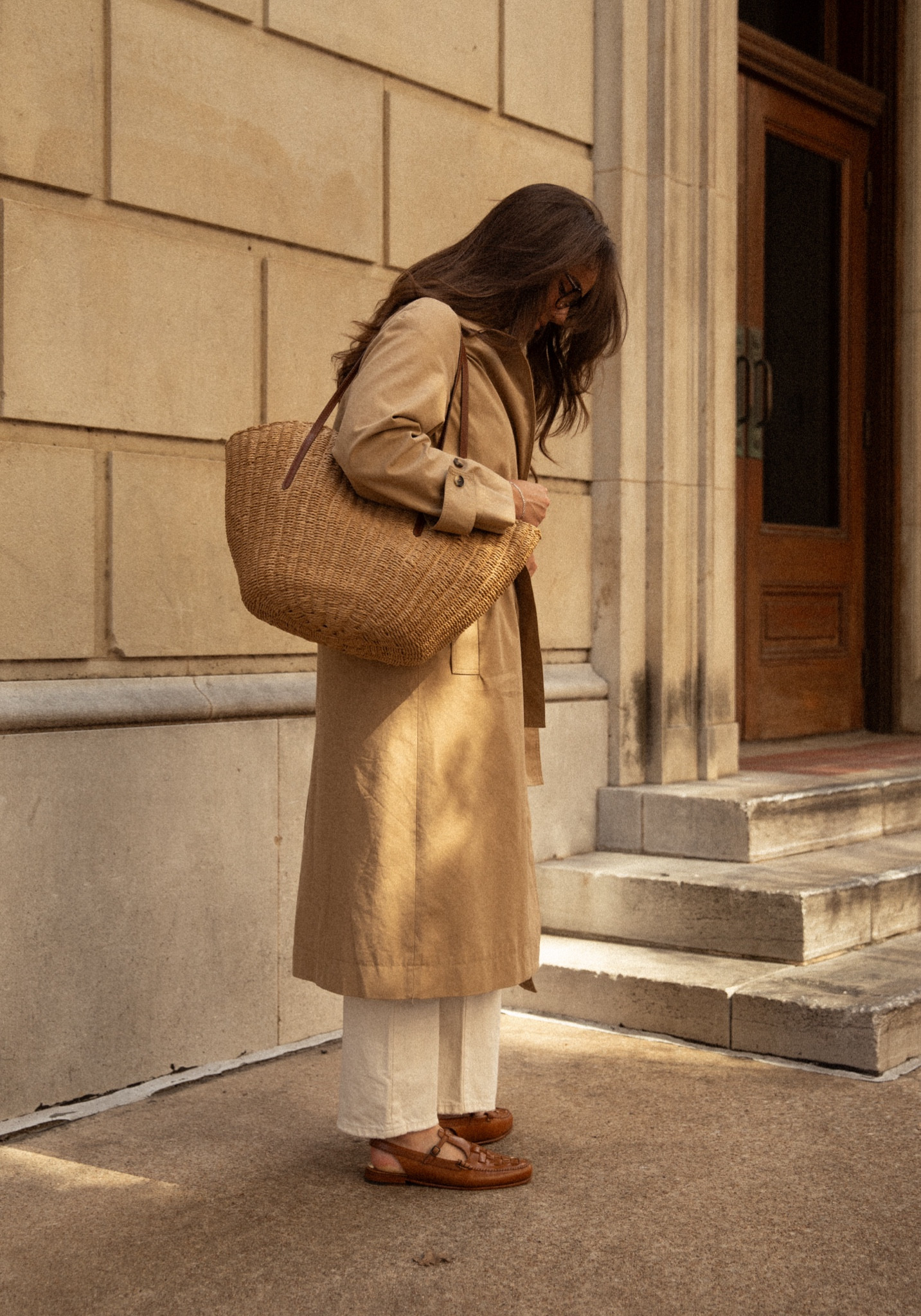 Always a closet staple for early fall: a trench coat. #trenchcoat #trenchcoatoutfit #fallstyle #falloutfit #coats #basketbag 

#LTKSeasonal #LTKItBag #LTKStyleTip