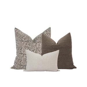 Pillow Cover Combo Brown Pillow Cover Combo Moody Pillow Cover Set Block Print Pillow Combo Black... | Etsy (US)