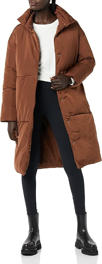 Daily Ritual Women's Padded Belted Puffer Jacket | Amazon (US)