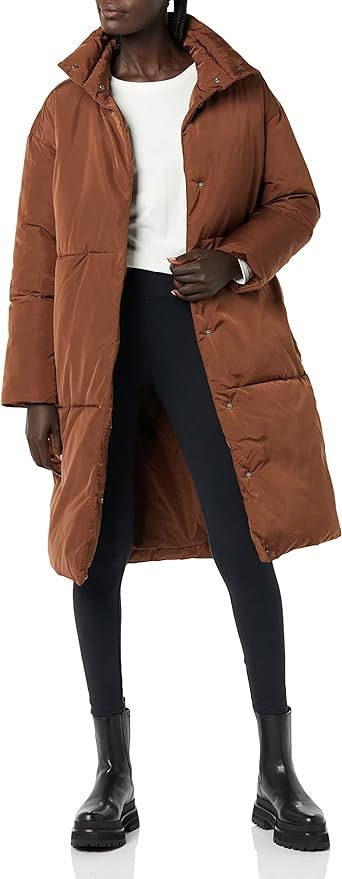 Daily Ritual Women's Padded Belted Puffer Jacket | Amazon (US)