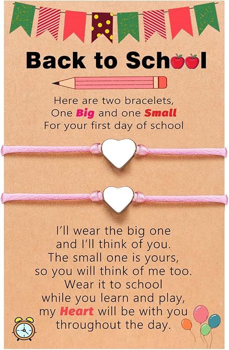 UNGENT THEM Back to School Mother Daughter Bracelets Matcing Heart Charm Wish Bracelets First day... | Amazon (US)