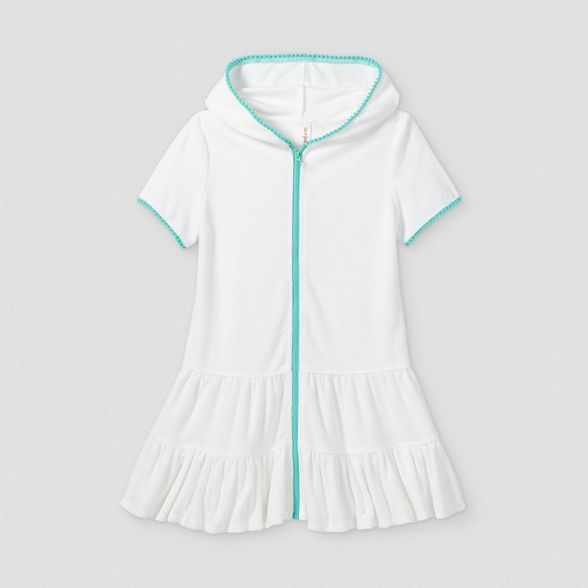 Girls' Hooded Terry Zip Cover Up - Cat & Jack™ White | Target