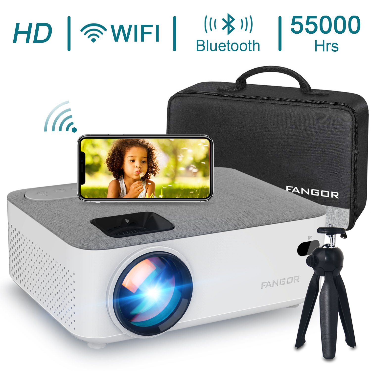 FANGOR WiFi Bluetooth Projector, Native 720P Projector with 200" Projection Size, Ideal for Home ... | Walmart (US)
