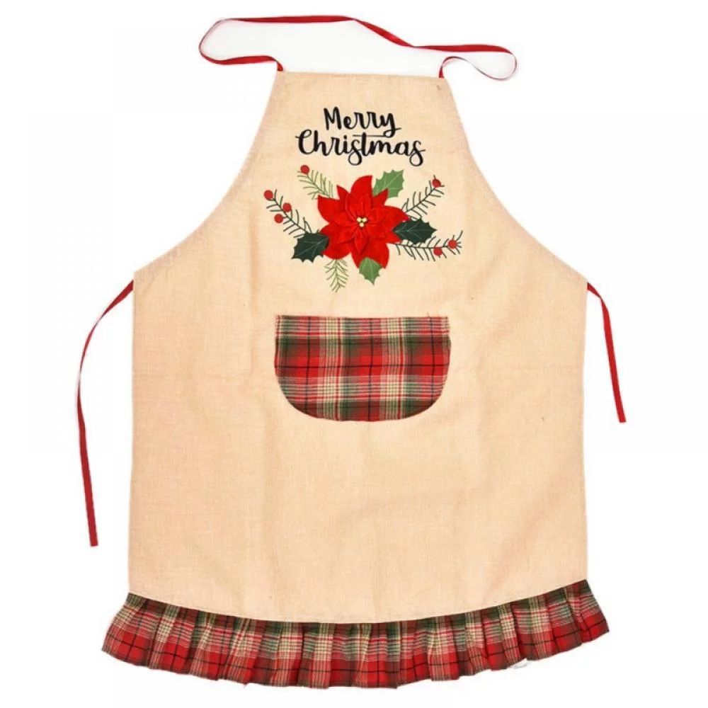 Sebbolt Christmas Apron One Size Linen Embroidered Holiday Kitchen Apron Christmas Dinner Party C... | Walmart (US)