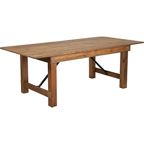 Flash Furniture HERCULES Series 7' x 40" Rectangular Antique Rustic Solid Pine Folding Farm Table | Amazon (US)