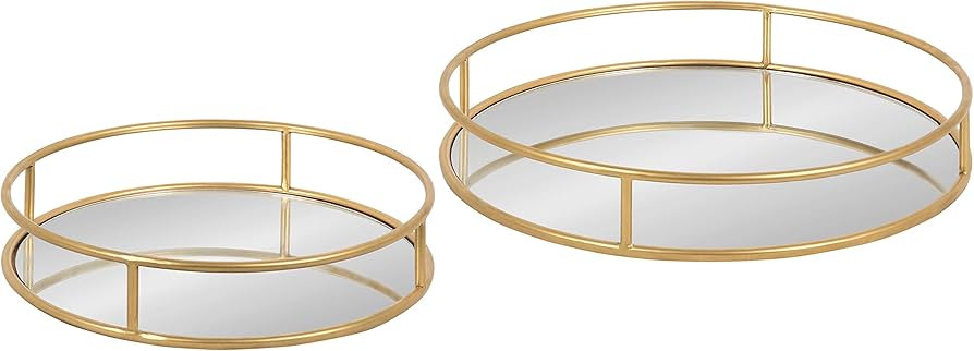 Kate and Laurel Felicia Modern Glam Metal Nesting Trays | Decorative Round Shape with Handles and... | Amazon (US)