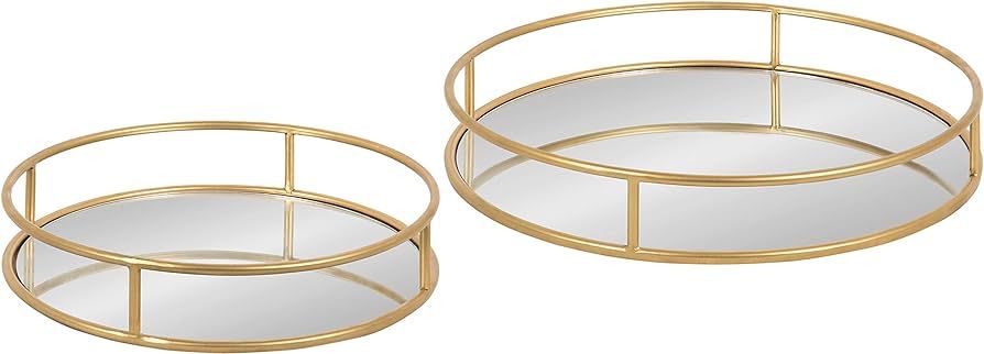 Kate and Laurel Felicia Modern Glam Metal Nesting Trays | Decorative Round Shape with Handles and... | Amazon (US)