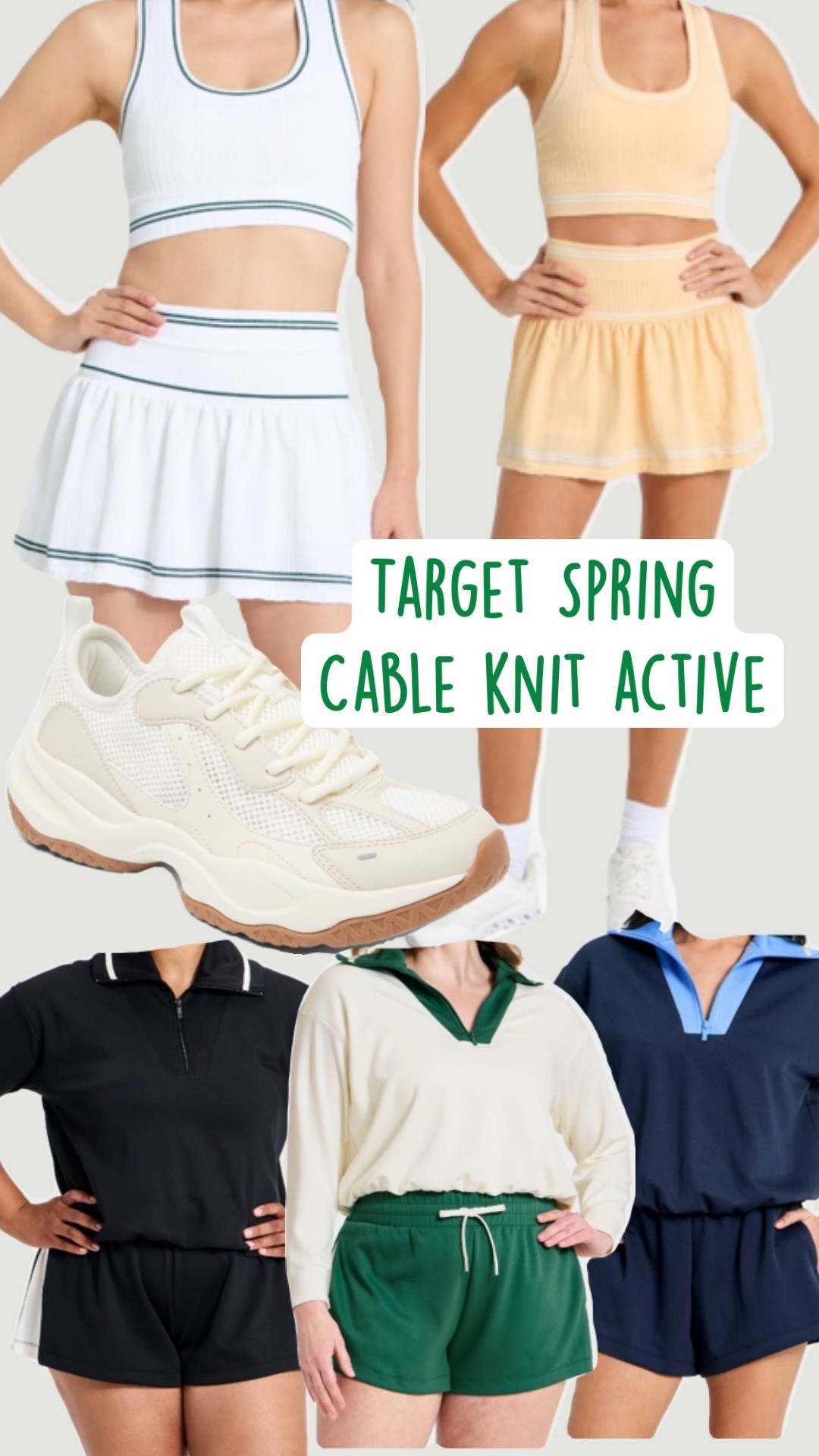 Targets new spring cable knit active sets are so cute! I love the quality with a thicker material on the sports bra. The sweaters are so cute and versatile TTS! The shoes give the look of another expensive shoe at an affordable price.🤍 @Target #springactive #newattarget #targetfinds #athleisure #spring #cableknit

#LTKfitnessgoals #LTKMidsize #LTKActive