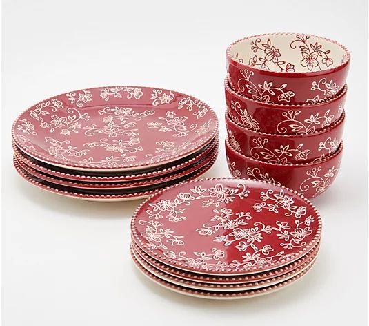 Temp-tations Floral Lace 12-Piece Essential Dinnerware Set | QVC